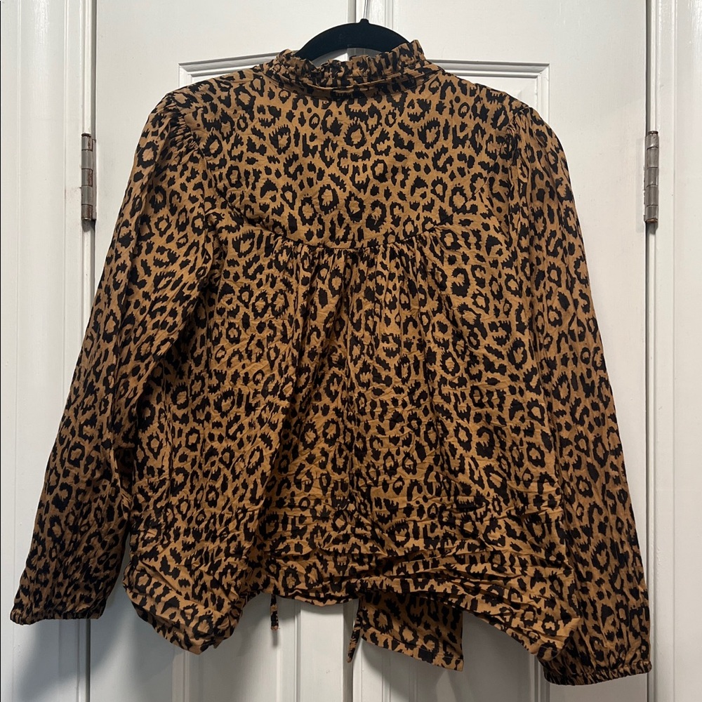 Emerson Fry Leopard Print Blouse | Button Front | Boho Chic Top | Size Small - Picture 12 of 12